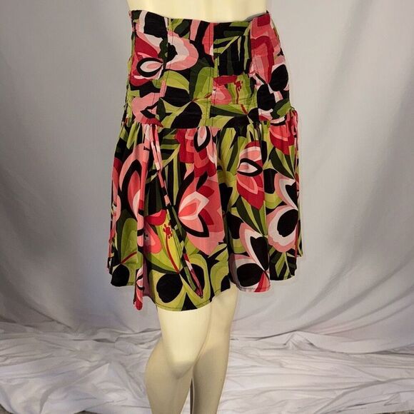 Vintage NANETTE LEPORE SILK Lotus Floral Corset Style Mini Skirt Size 4 - Picture 10 of 12